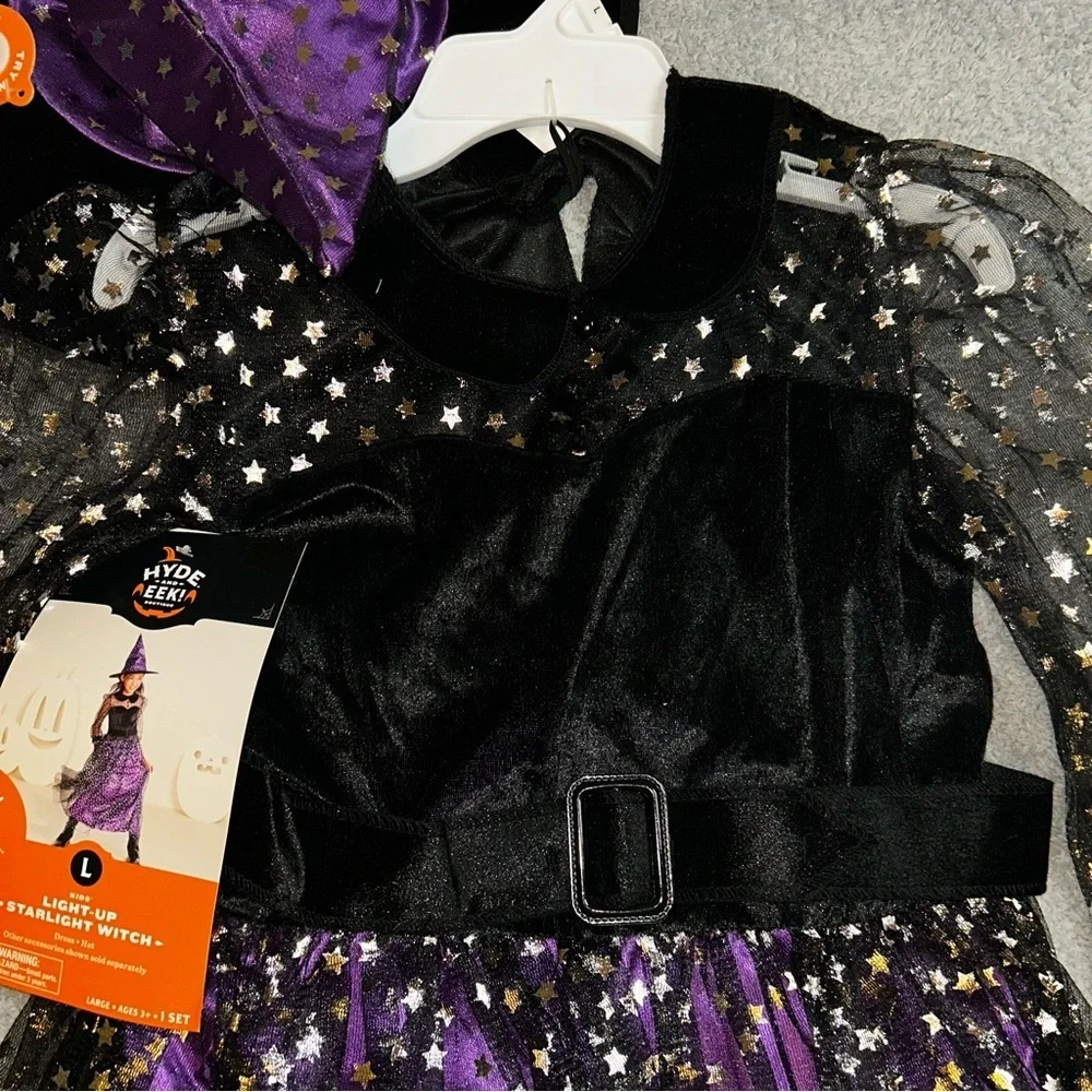 Light Up Starlight WitchHalloween Costume,Glittery Tulle, Celestial,Includes Hat